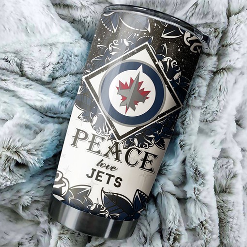 Peace Love Design Tumbler for Winnipeg Jets NHL Fans