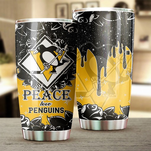 Peace, Love, and Good Drinks for Every Fan - Pittsburgh Penguins NHL Tumbler - Image 2