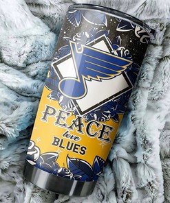Peace, Love, and Hockey Grunge Design St. Louis Blues NHL Tumbler - Perfect Drinkware for Sports Enthusiasts
