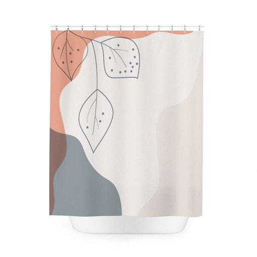 Peaceful Earthy Leaves Shower Curtain Abstract Art Decor for Bathroom - Image 3