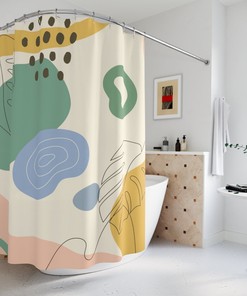 Peaceful and Neutral Warm Earth Colors Boho Abstract Pattern Shower Curtain