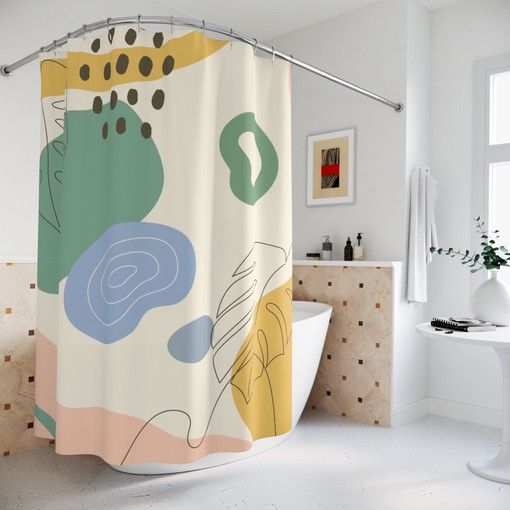 Peaceful and Neutral Warm Earth Colors Boho Abstract Pattern Shower Curtain