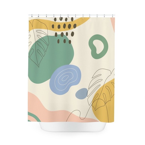 Peaceful and Neutral Warm Earth Colors Boho Abstract Pattern Shower Curtain - Image 3