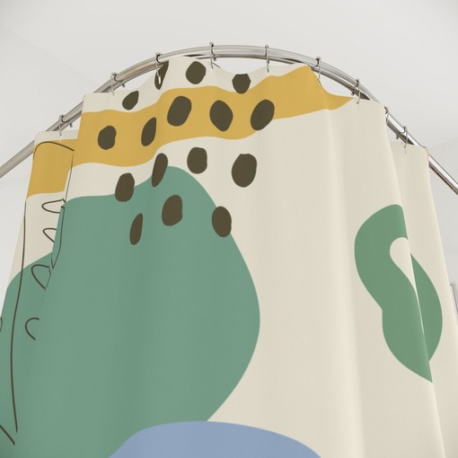 Peaceful and Neutral Warm Earth Colors Boho Abstract Pattern Shower Curtain - Image 4