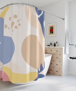 Peaceful and Neutral Warm Earth Colors Contemporary Art Boho Abstract Pattern Shower Curtain