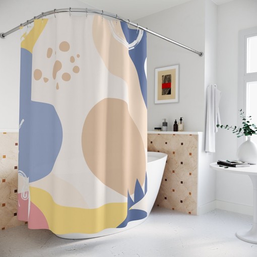 Peaceful and Neutral Warm Earth Colors Contemporary Art Boho Abstract Pattern Shower Curtain
