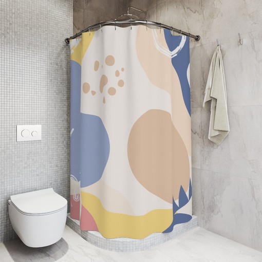 Peaceful and Neutral Warm Earth Colors Contemporary Art Boho Abstract Pattern Shower Curtain - Image 2