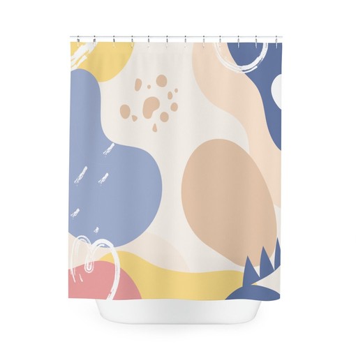 Peaceful and Neutral Warm Earth Colors Contemporary Art Boho Abstract Pattern Shower Curtain - Image 3