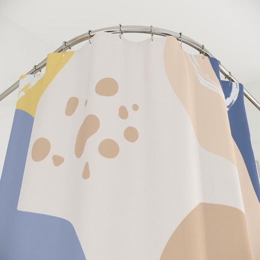 Peaceful and Neutral Warm Earth Colors Contemporary Art Boho Abstract Pattern Shower Curtain - Image 4