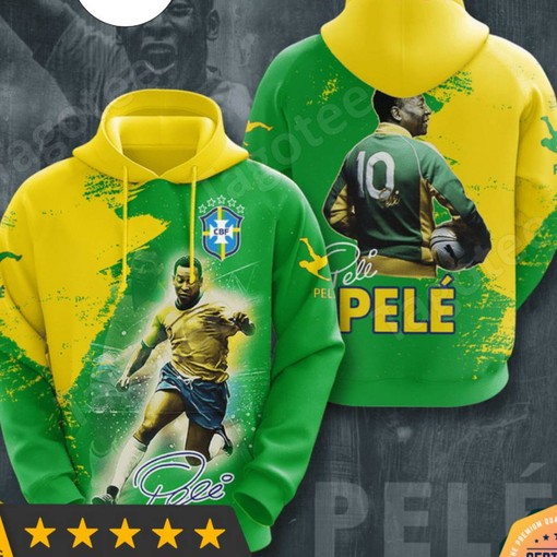 Pel Legend of Football Signature Quote All Over Print 3D Hoodie with Graphic Design