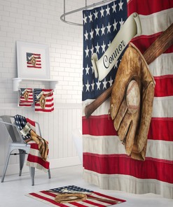 Personalized Baseball Shower Curtain with Sports Bathroom Decor for Athletic Touches