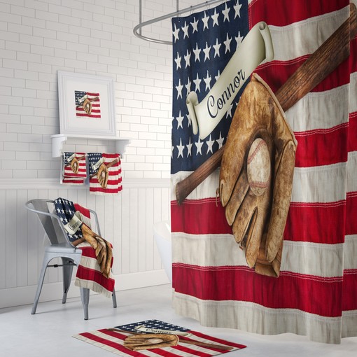 Personalized Baseball Shower Curtain with Sports Bathroom Decor for Athletic Touches