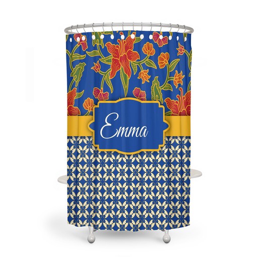 Personalized Batik Boho Shower Curtain with Eclectic Tie Dye Design and Luxury Print - Image 2
