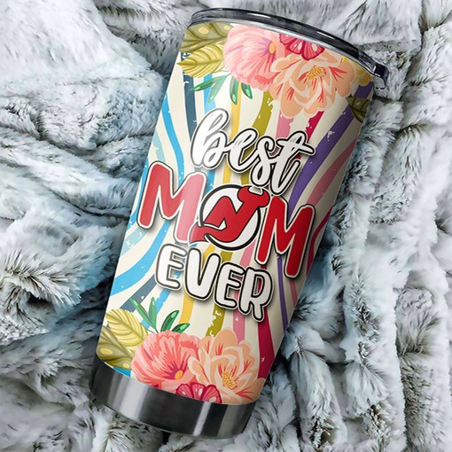 Personalized Best Mom Ever Flower Design New Jersey Devils NHL Tumbler