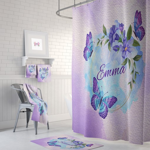 Personalized Butterfly Shower Curtain with Unique Bathroom Decor for Personalized Glamour