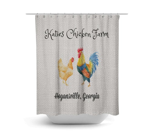 Personalized Chicken Farm Shower Curtain - Farmhouse Chic Design with Faux Burlap, Ideal Set for Rustic Bathrooms - Image 2