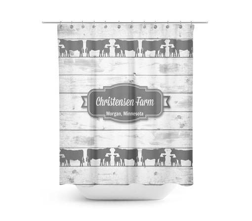 Personalized Faux Barnwood Cow Shower Curtain for Your Chic Farmhouse Bathroom - Image 2