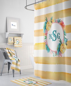 Personalized Floral Shower Curtain Set - Rustic Bath Set with Optional Matching Set for Vintage Bathroom Decor