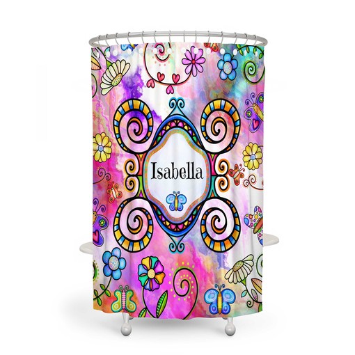 Personalized Hippie Boho Shower Curtain with Eclectic Tie Dye Design and Luxury Print - Image 2