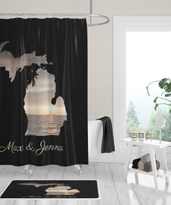 Personalized Michigan State Shower Curtain with Coordinating Bath Towel and Mat for Home State Pride