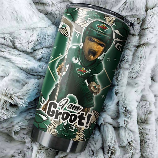 Personalized Minnesota Wild NHL Tumbler with Groot Design - Ideal Drink Container for Fans
