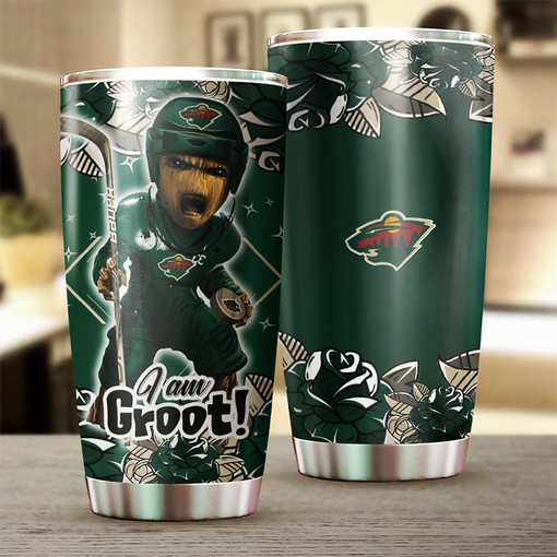 Personalized Minnesota Wild NHL Tumbler with Groot Design - Ideal Drink Container for Fans - Image 2