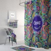 Personalized Monogram Shower Curtain with Paisley Design and Matching Bath Mat and Towels for Best Shower Curtains