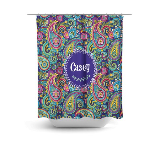 Personalized Monogram Shower Curtain with Paisley Design and Matching Bath Mat and Towels for Best Shower Curtains - Image 2