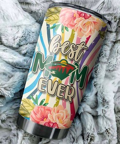 Personalized NHL Tumbler - Minnesota Wild Best Mom Ever with Flower Design