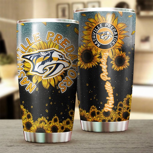 Personalized Nashville Predators NHL Tumbler with Sunflower Design - Ideal Drink Container for Fans