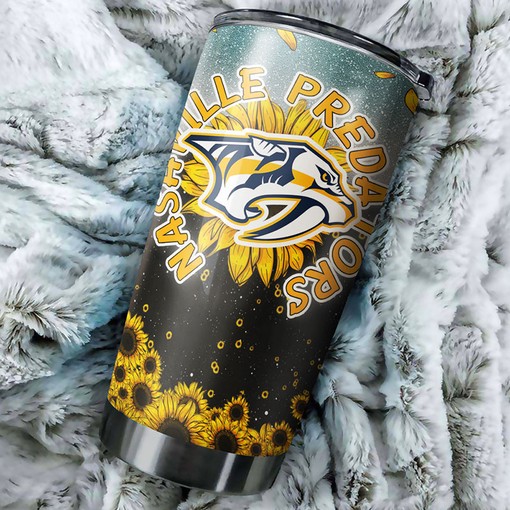 Personalized Nashville Predators NHL Tumbler with Sunflower Design - Ideal Drink Container for Fans - Image 2
