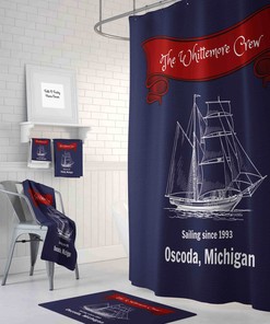 Personalized Nautical Shower Curtain with Maritime Bathroom Decor for Seafaring Style