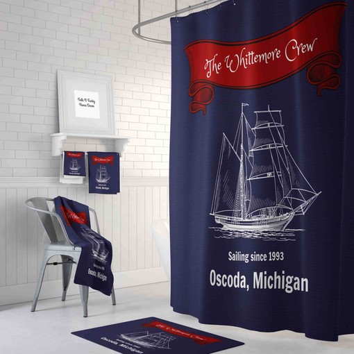 Personalized Nautical Shower Curtain with Maritime Bathroom Decor for Seafaring Style