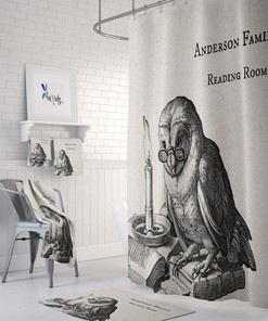 Personalized Owl Shower Curtain Set with Matching Bath Accessories for Playful Bathroom Decor