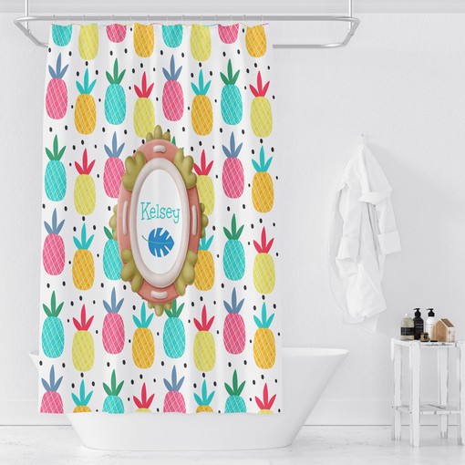 Personalized Pineapple Shower Curtain featuring Tropical Bathroom Decor and a Warm Welcome - Image 2