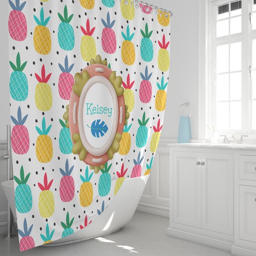 Personalized Pineapple Shower Curtain featuring Tropical Bathroom Decor and a Warm Welcome - Image 3
