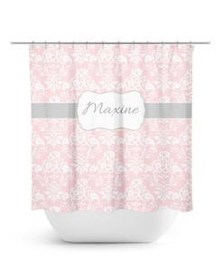 Personalized Pink Damask Shower Curtain for a Pink and Gray Bathroom - SHOWER53