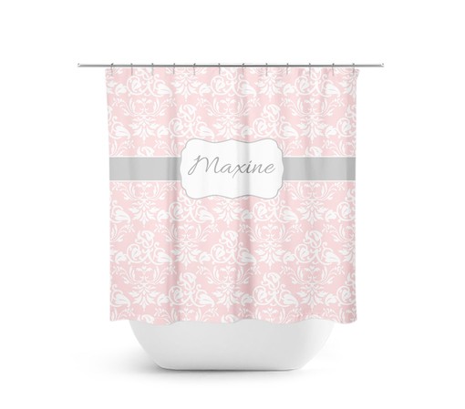 Personalized Pink Damask Shower Curtain for a Pink and Gray Bathroom - SHOWER53