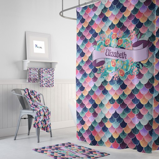 Personalized Purple Mermaid Scales Shower Curtain, Make Your Bathroom Unique | print shower curtain