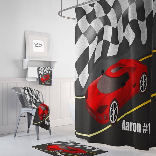 Personalized Race Car Shower Curtain - Add a Personalized Touch to Your Bath Decor