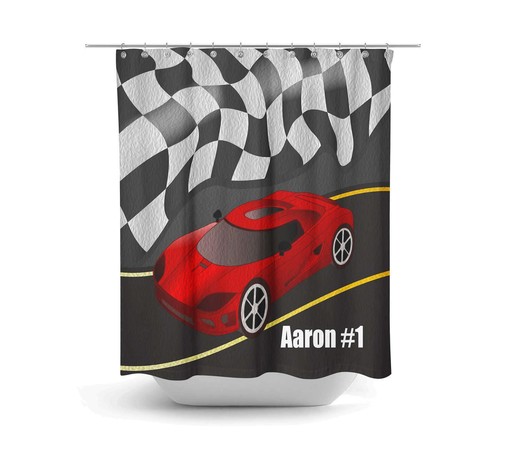 Personalized Race Car Shower Curtain - Add a Personalized Touch to Your Bath Decor - Image 2