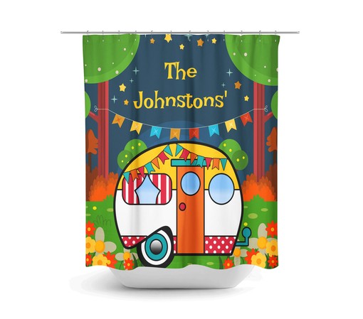 Personalized Retro Camper Shower Curtain | Unique Camping Design | Vintage Bathroom - Image 2