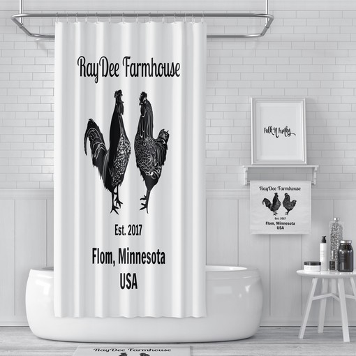 Personalized Rooster Farm Shower Curtain for Vintage and Rustic Bathroom Lovers - Image 2