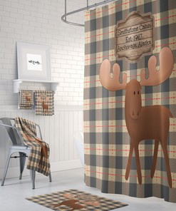 Personalized Rustic Cabin Bathroom Decor with Rustic Moose Plaid Shower Curtain and Best Shower Curtains for Men