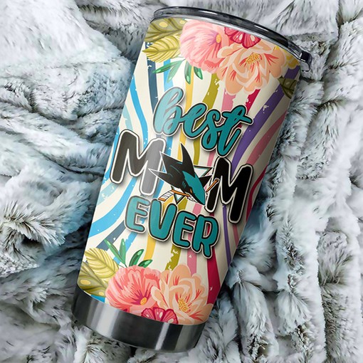 Personalized San Jose Sharks NHL Tumbler with Flower Design - Ideal Drink Container for Mom