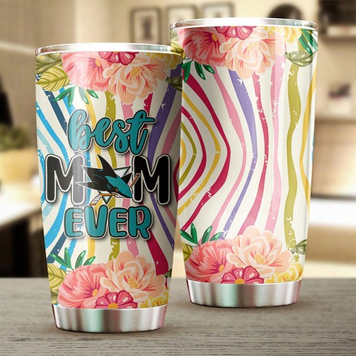 Personalized San Jose Sharks NHL Tumbler with Flower Design - Ideal Drink Container for Mom - Image 2