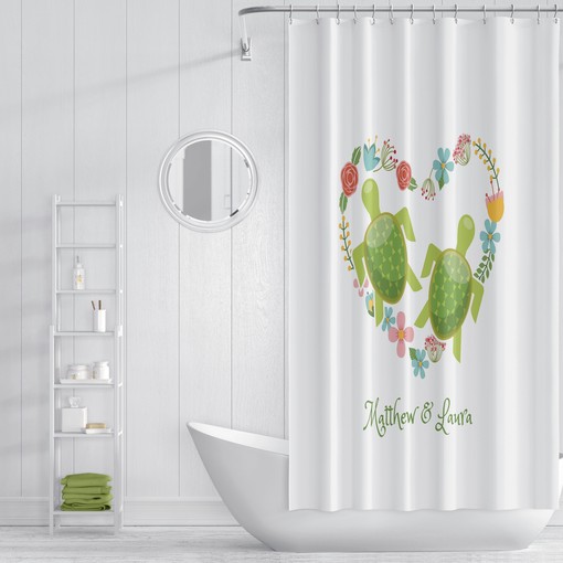 Personalized Sea Turtle Shower Curtain with Coordinating Bath Mat and Towels for Marine Marvels