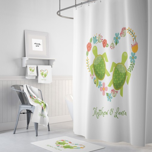 Personalized Sea Turtle Shower Curtain with Coordinating Bath Mat and Towels for Marine Marvels - Image 2