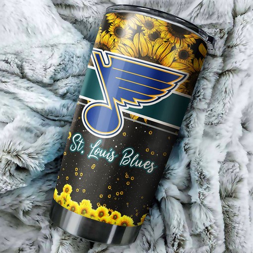 Personalized St. Louis Blues NHL Tumbler with Sunflower Design - Ideal Drinkware for Fans