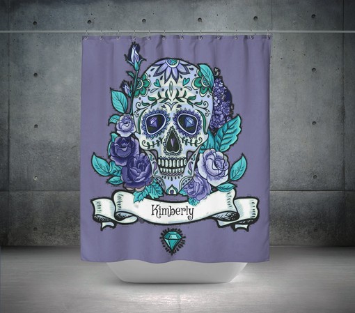 Personalized Sugar Skull Shower Curtain with Unique Bathroom Decor for Personal Flair